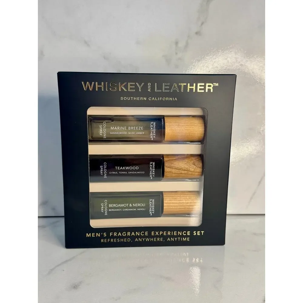 Whiskey&Leather Men's Fragrance Set - Marine Breeze, Teakwood, Bergamot & Neroli